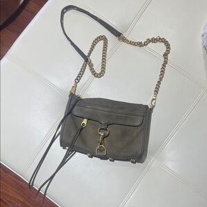 Rebecca Minkoff Olive Green Crossbody Bag with Gold Chain